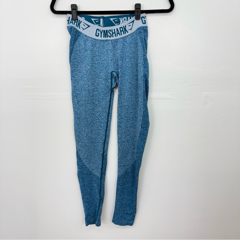 Gymshark Teal Leggings with White Waistband A2